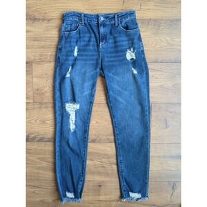 Aqua Girls' Sz 12 (25x26) Distressed‎ Medium Wash 5Pocket Blue Jeans